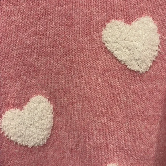 BNWT CUPCAKES & CASHMERE Valentine's Day Pink Heart Pattern Cardigan Size Medium - Picture 8 of 8
